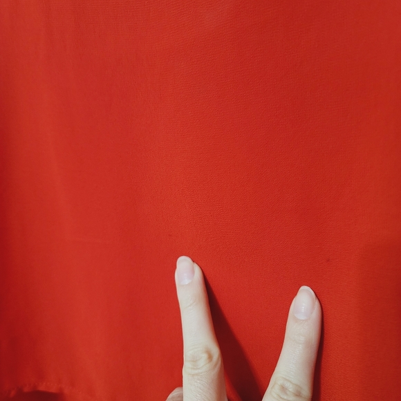 Haute Monde Top Long Sleeve Chiffon Red Small - Picture 8 of 14
